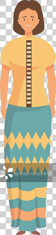 微笑的缅甸女性穿着传统服饰图片素材