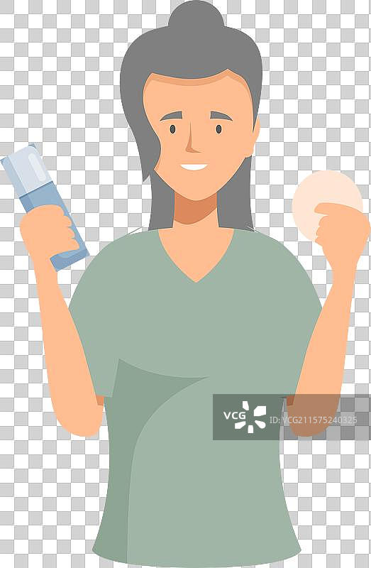 美容师手持卸妆水和棉垫图片素材