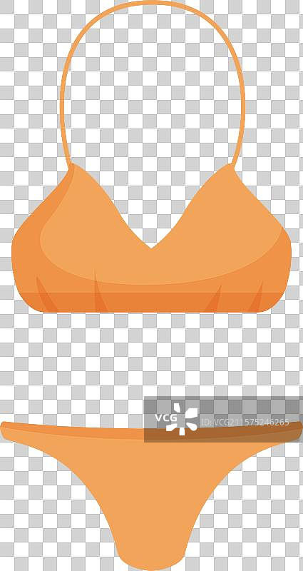 橙色泳装，包括文胸和比基尼图片素材