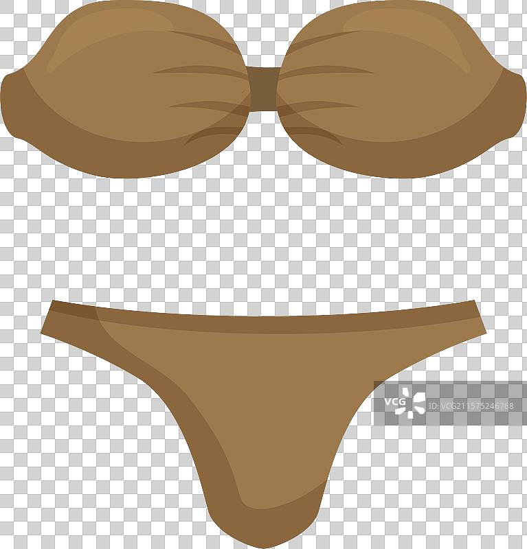 棕色无肩带比基尼，背景为白色图片素材