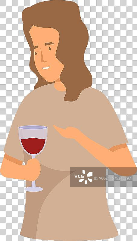 微笑的女人手持红酒杯图片素材