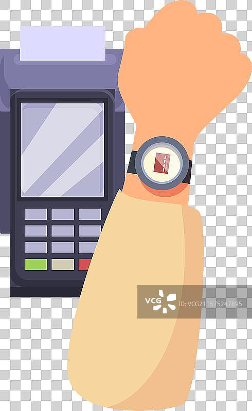 顾客使用智能手表进行NFC支付图片素材