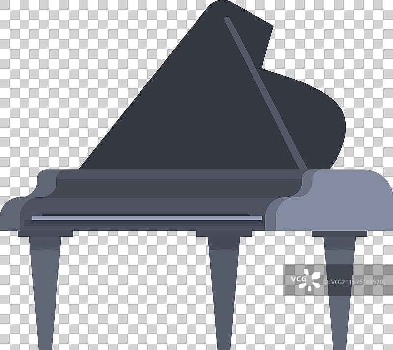 立着的三角钢琴，顶盖打开图片素材