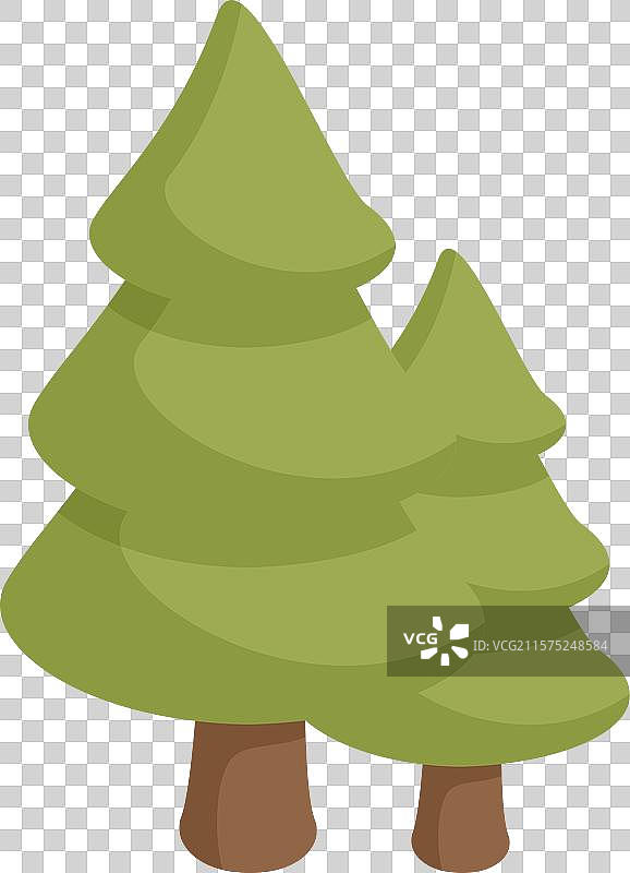 森林图标中的两棵绿色冷杉树图片素材