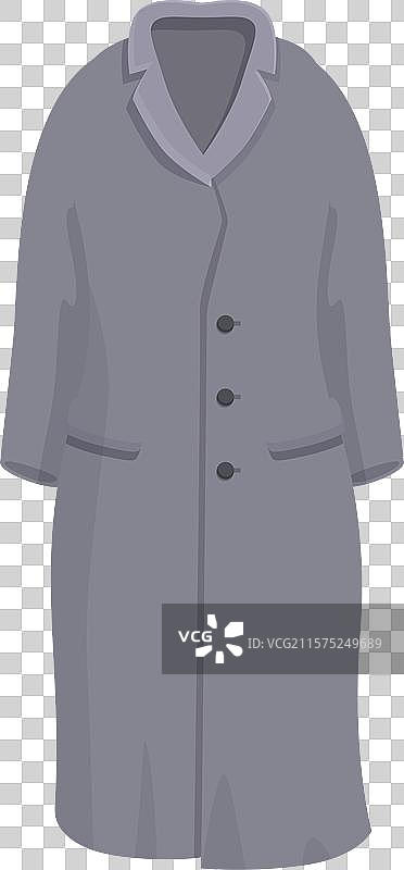 长款灰色冬季外套，带扣子，温暖着某人图片素材