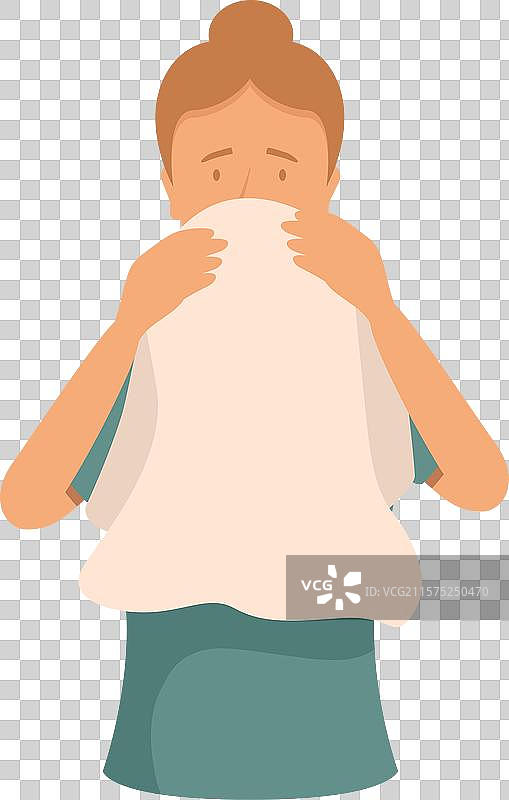 年轻女性用布遮住嘴和鼻子图片素材