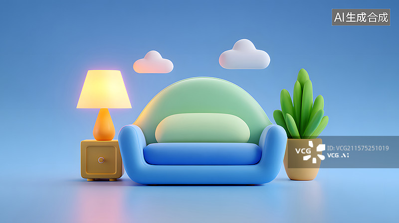 【AI数字艺术】极简风格卧室温馨室内场景图片素材