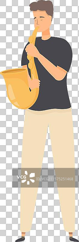 年轻男子站着演奏萨克斯ophone图片素材