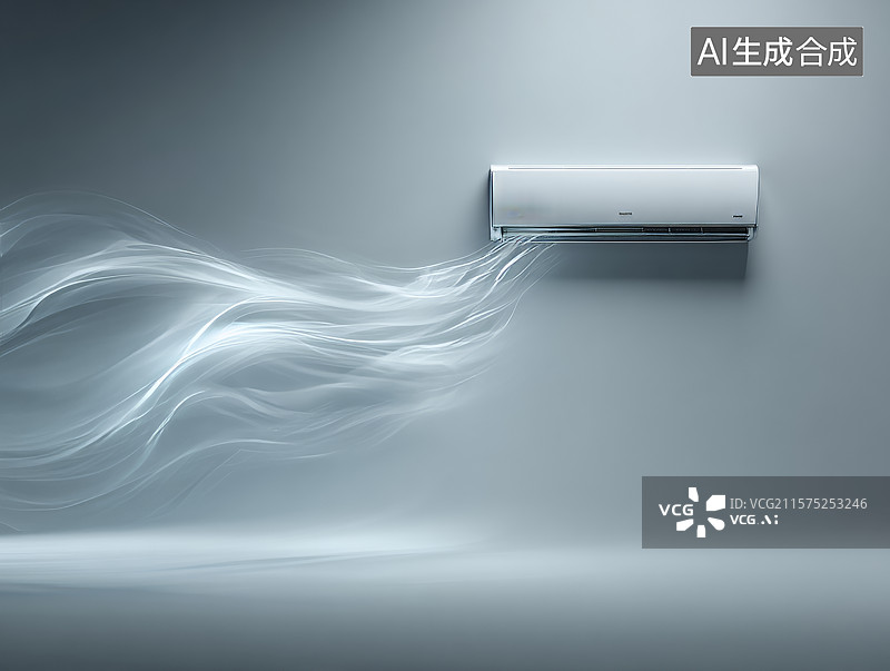 【AI数字艺术】空调吹出冷气形成蓝色流动气浪图片素材