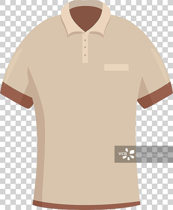 米色的Polo衫，配有棕色的领口和袖口边缘图片素材