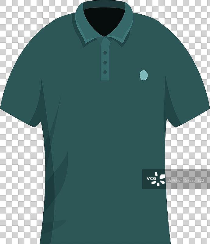 深绿色的翻领 polo 衫，扣子可见图片素材