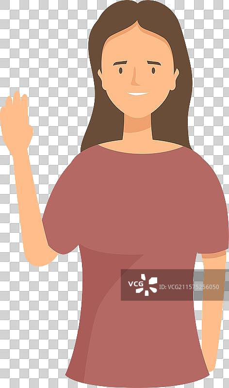 微笑着挥手的年轻女性肖像图片素材