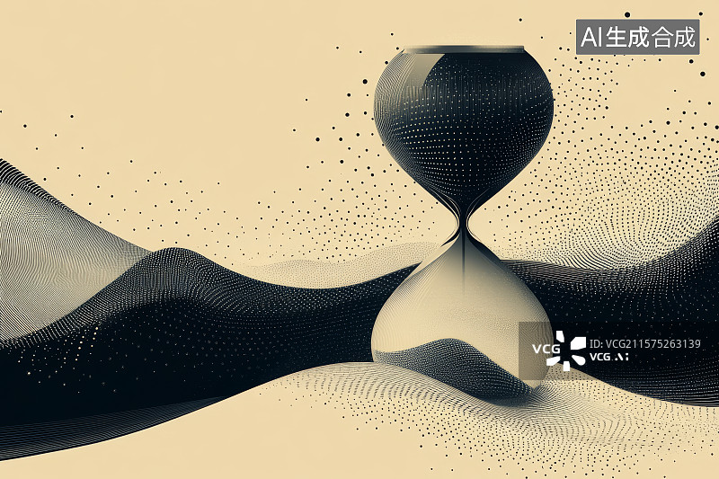 【AI数字艺术】抽象粒子构成的沙漏图片素材