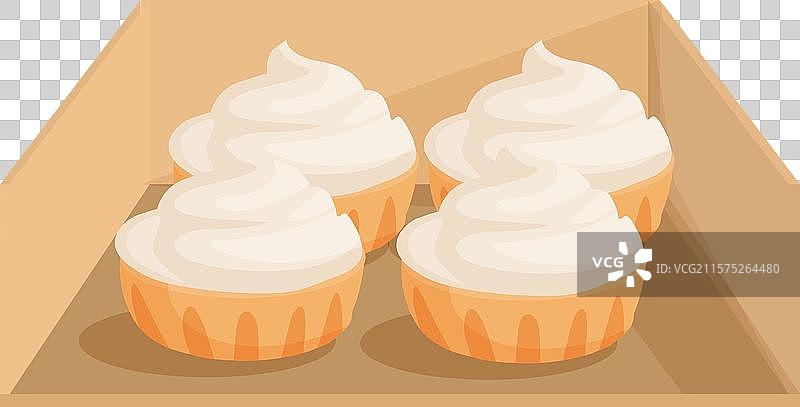 装有四个美味奶油的纸箱图片素材