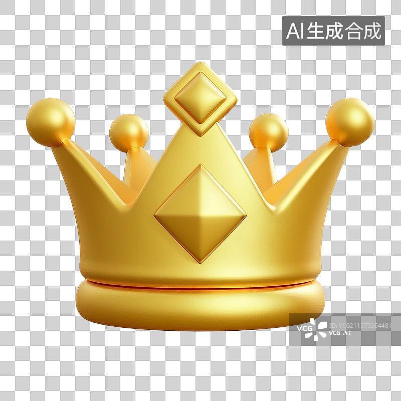 【AI数字艺术】3D金色立体金色皇冠图片素材