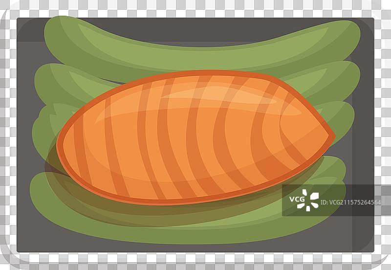 三文鱼片和芦笋放在烤盘上图片素材