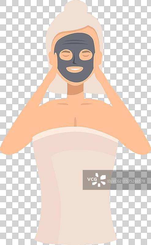 女性正在涂抹黑色化妆面膜图片素材