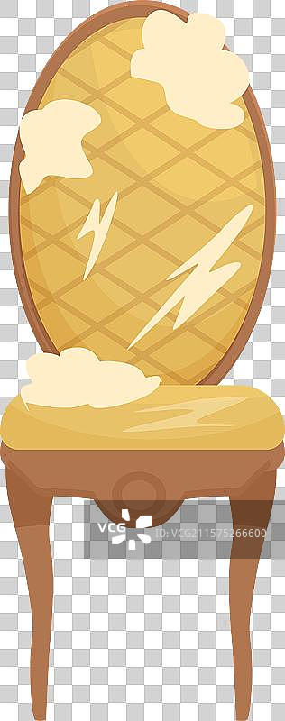 破旧的椅子， upholstery 破损，快要散架了图片素材