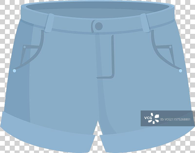 蓝色牛仔短裤，折边展示夏季风情图片素材