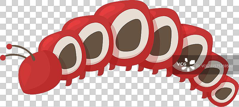 红色毛毛虫爬行卡通图案图片素材