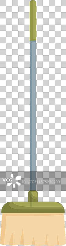 绿色塑料扫帚竖立着用于清洁图片素材