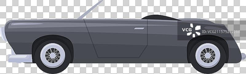 灰色复古敞篷车侧面停放图片素材