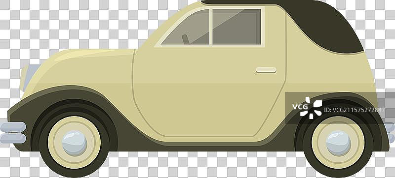 经典米色小车，深色车顶，孤立展示图片素材