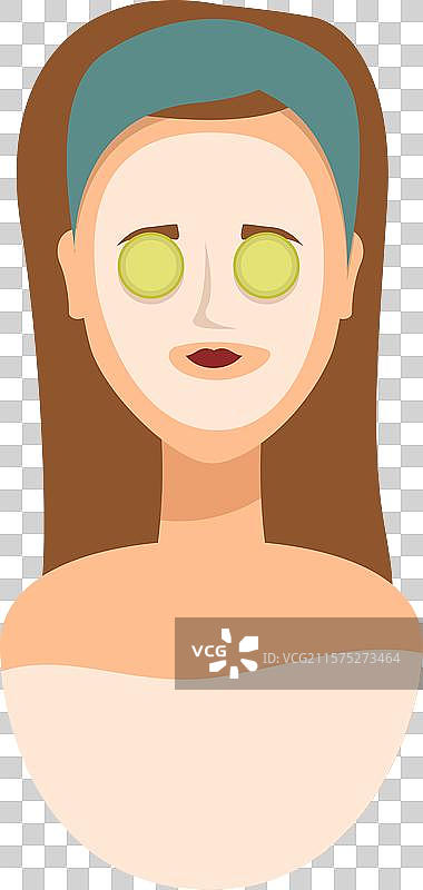 年轻女性正在敷面膜，眼睛上放着黄瓜片图片素材