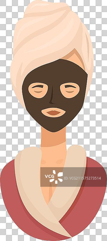 穿着浴袍的女性正在涂抹黑色化妆品图片素材