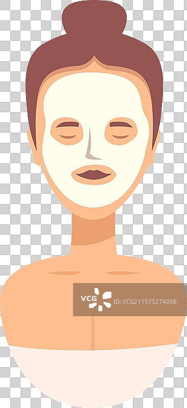 年轻女性放松，面部敷着美容面膜图片素材