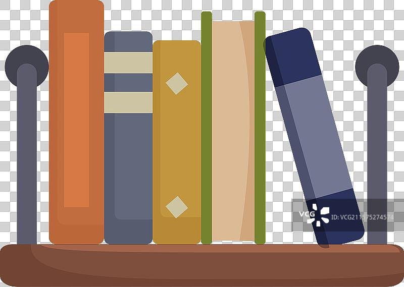 书架上摆放着五颜六色的精装书籍供阅读图片素材