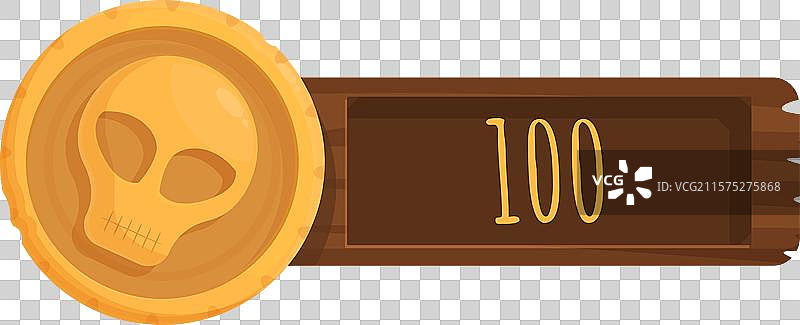 金色骷髅硬币图标，显示数字一百图片素材