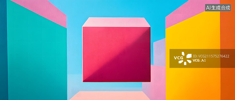 【AI数字艺术】彩色立方体与几何背景图片素材
