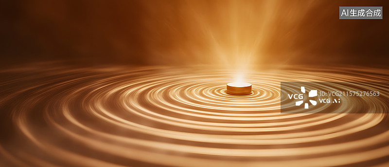 【AI数字艺术】光点引发的涟漪效果图片素材
