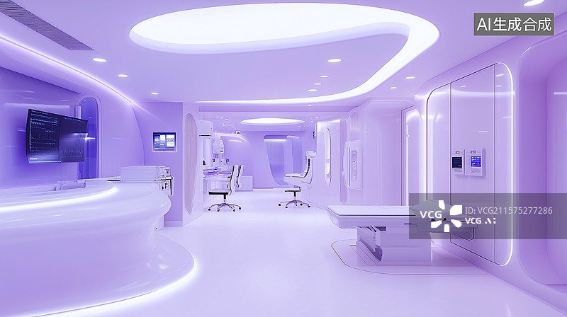 【AI数字艺术】先进临床研究空间：曲线建筑与未来感无菌设计图片素材
