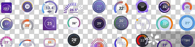 温控面板的温度调节器用户界面图标集图片素材