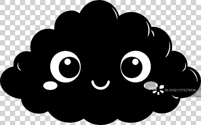 可爱的云朵脸黑色剪影图片素材