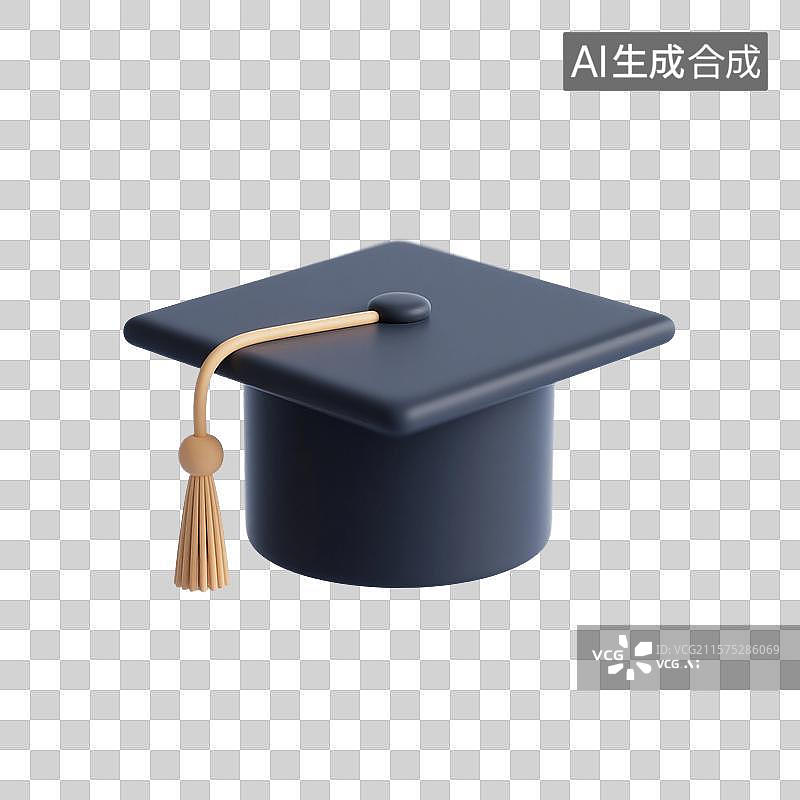 【AI数字艺术】3D渲染，博士帽，学士帽，毕业季，免抠元素图片素材