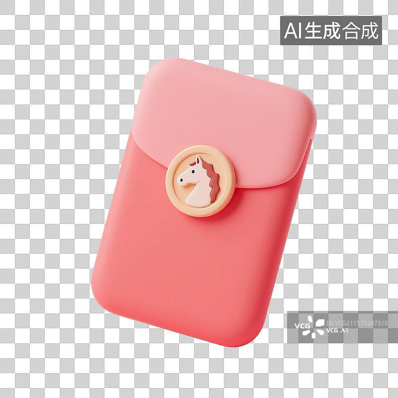 【AI数字艺术】3D渲染卡通红包，马年红包，购物节促销，优惠券，新年春节，金色，免抠元素图片素材