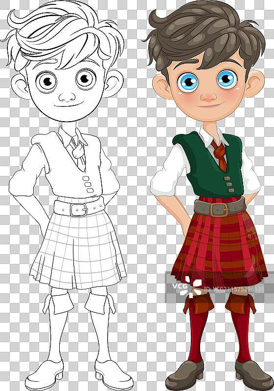 穿着裙子和背心的男孩图片素材