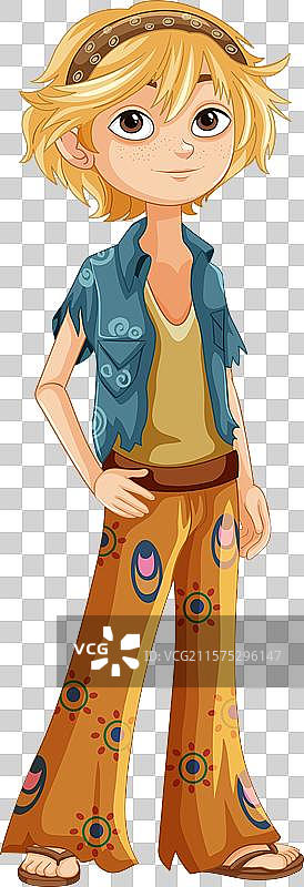 穿着五彩斑斓嬉皮服装的金发男孩图片素材