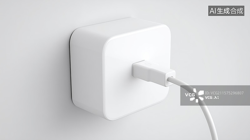 【AI数字艺术】白色充电器插头连接电线图片素材