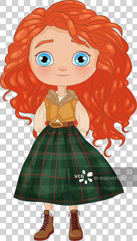 可爱的红发蓝眼女孩图片素材