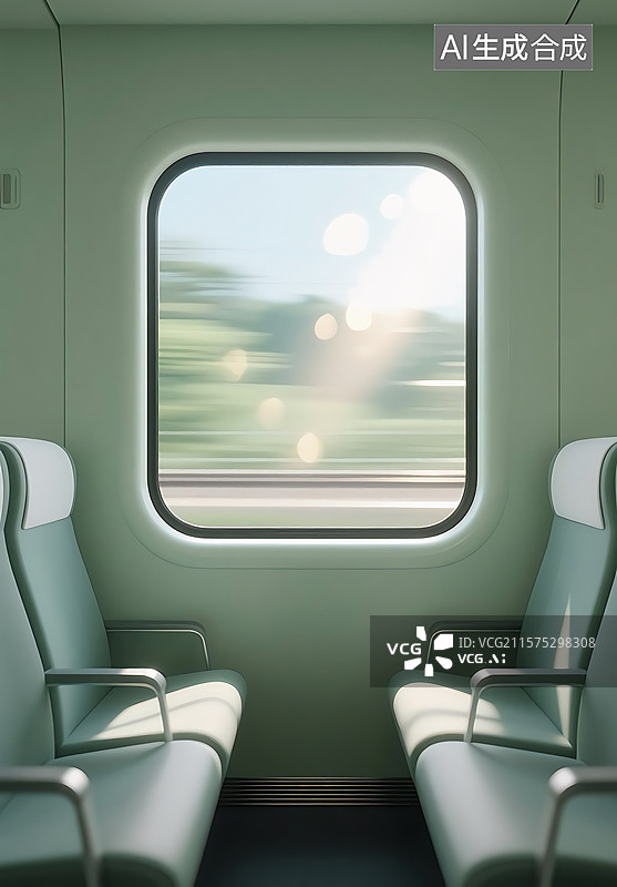 【AI数字艺术】旅游出行高铁动车座椅窗户场景图片素材