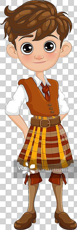 穿着传统苏格兰服装的男孩图片素材