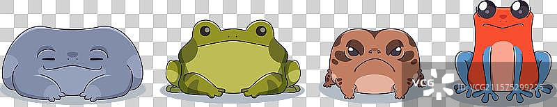 可爱的水生和热带青蛙角色图片素材