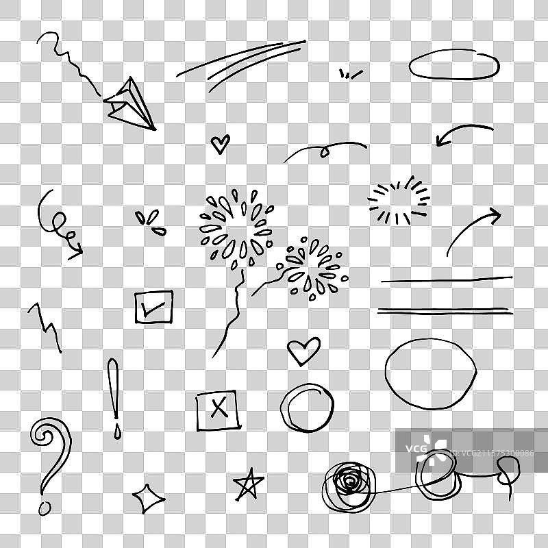 手绘线条艺术涂鸦套装图片素材