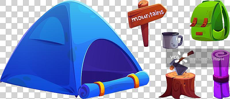 露营和徒步旅行的装备图片素材