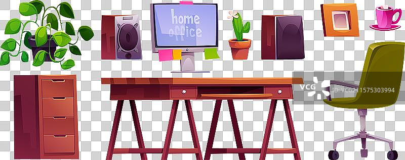 白色背景上的家用办公家具套装图片素材