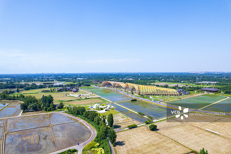 成都新津天府农业博览园白昼晴天航拍图片素材